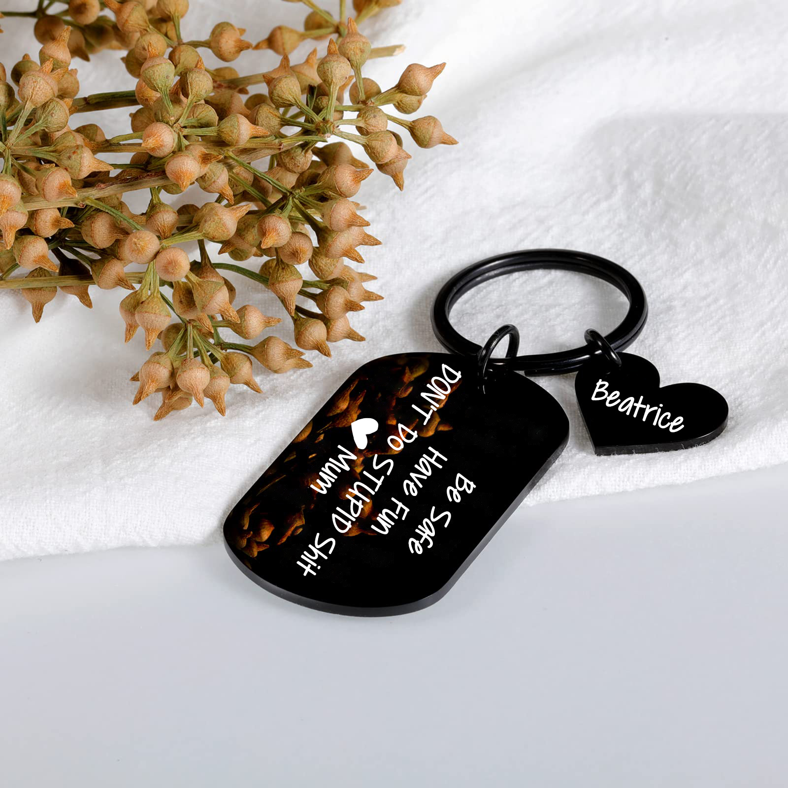 Don't Do Stupid Funny Keychain Custom Name Keyring Be Safe Have Fun Keychain Christmas Gift For Kids-Jessemade AU