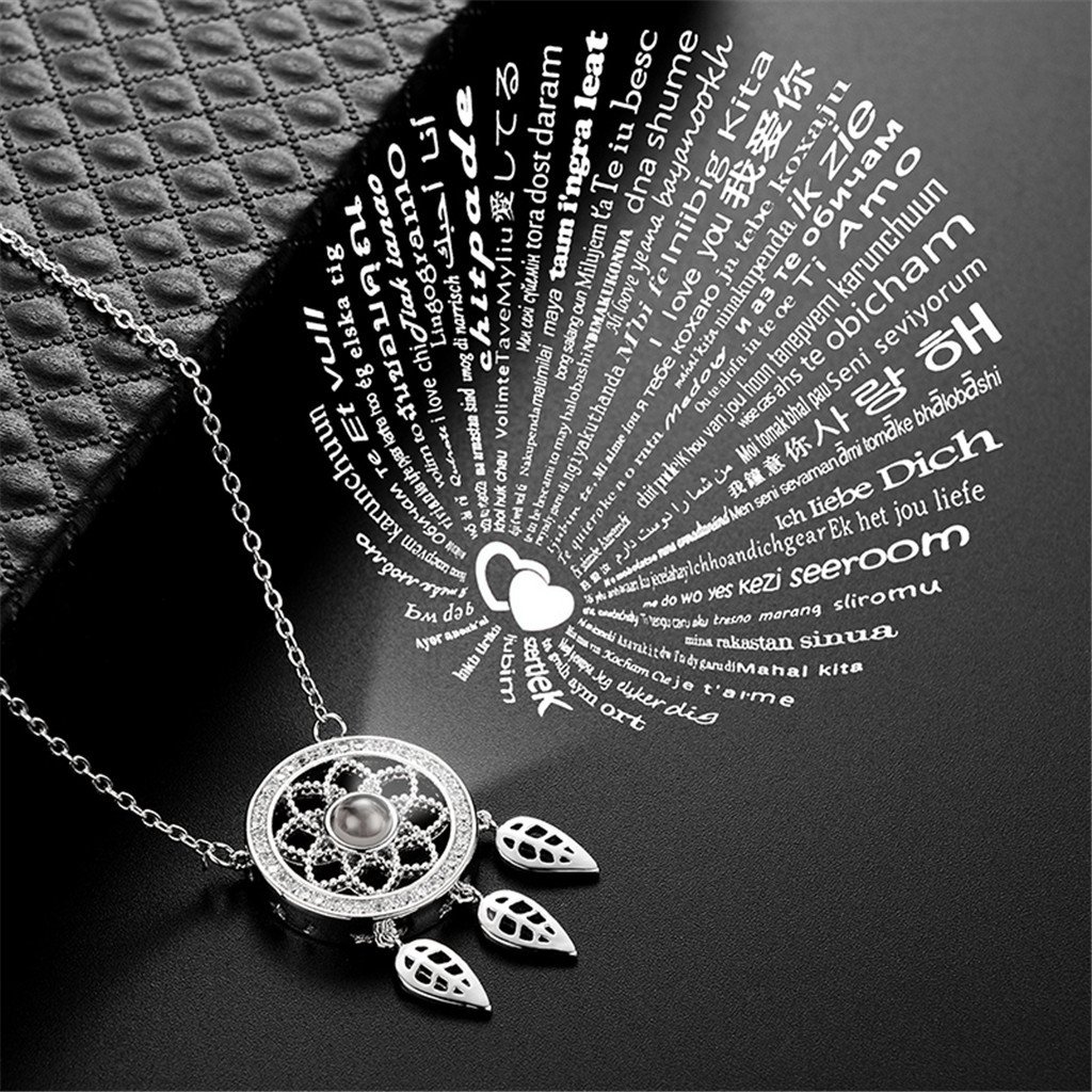 Personalised 100 Languages Projection Necklace Engraved  " I LOVE YOU" Dream Catcher Necklace Gifts For Her-Jessemade AU