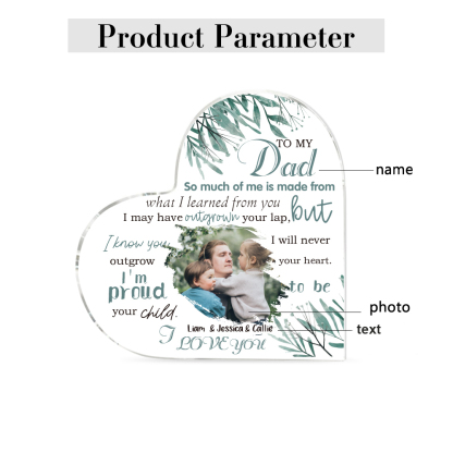 To My Dad Personalised Acrylic Heart Keepsake Custom Photo Sign Plaque-Jessemade AU