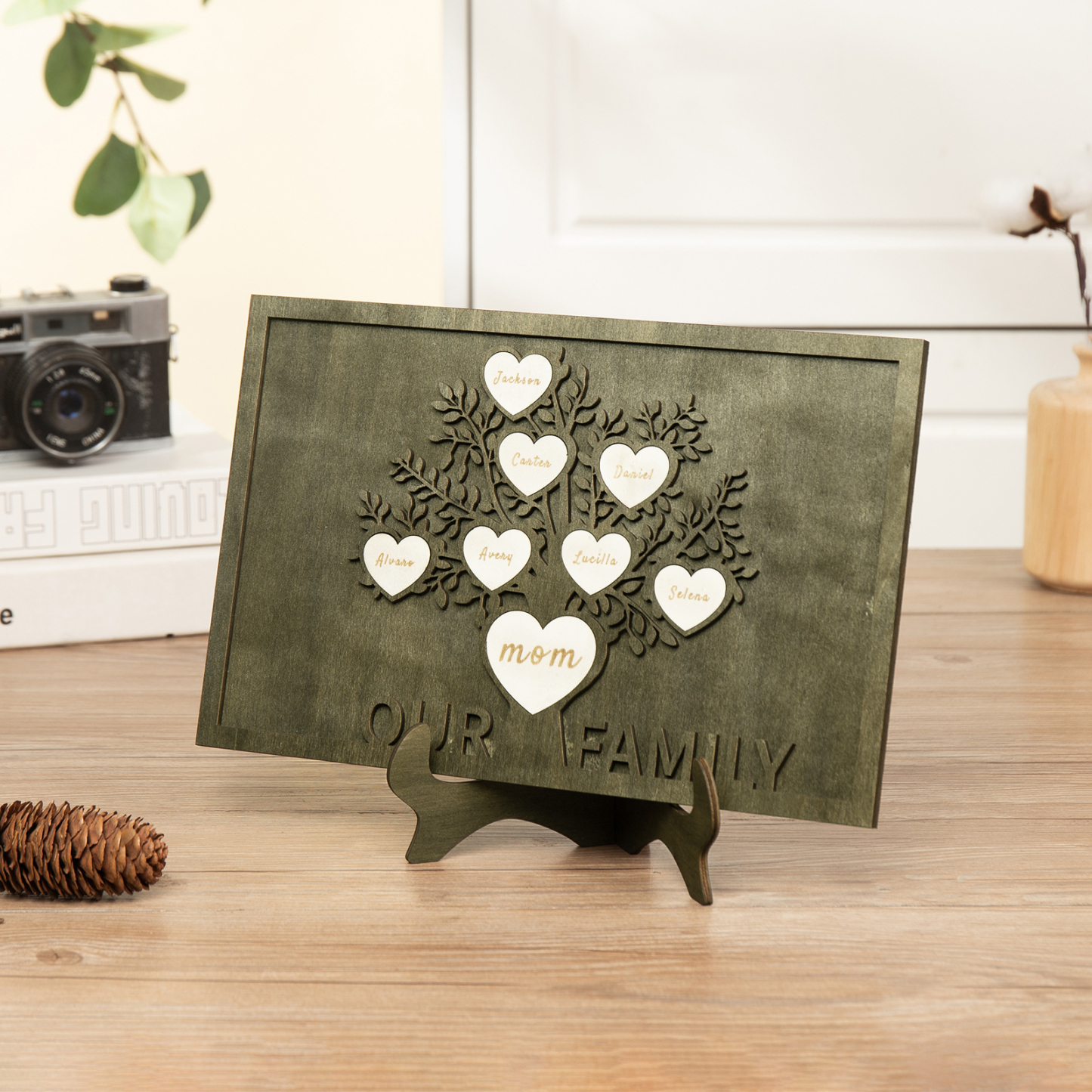 Family Tree Wood Frame Personalised Family Tree Sign Custom 8 Names Plaque-Jessemade AU