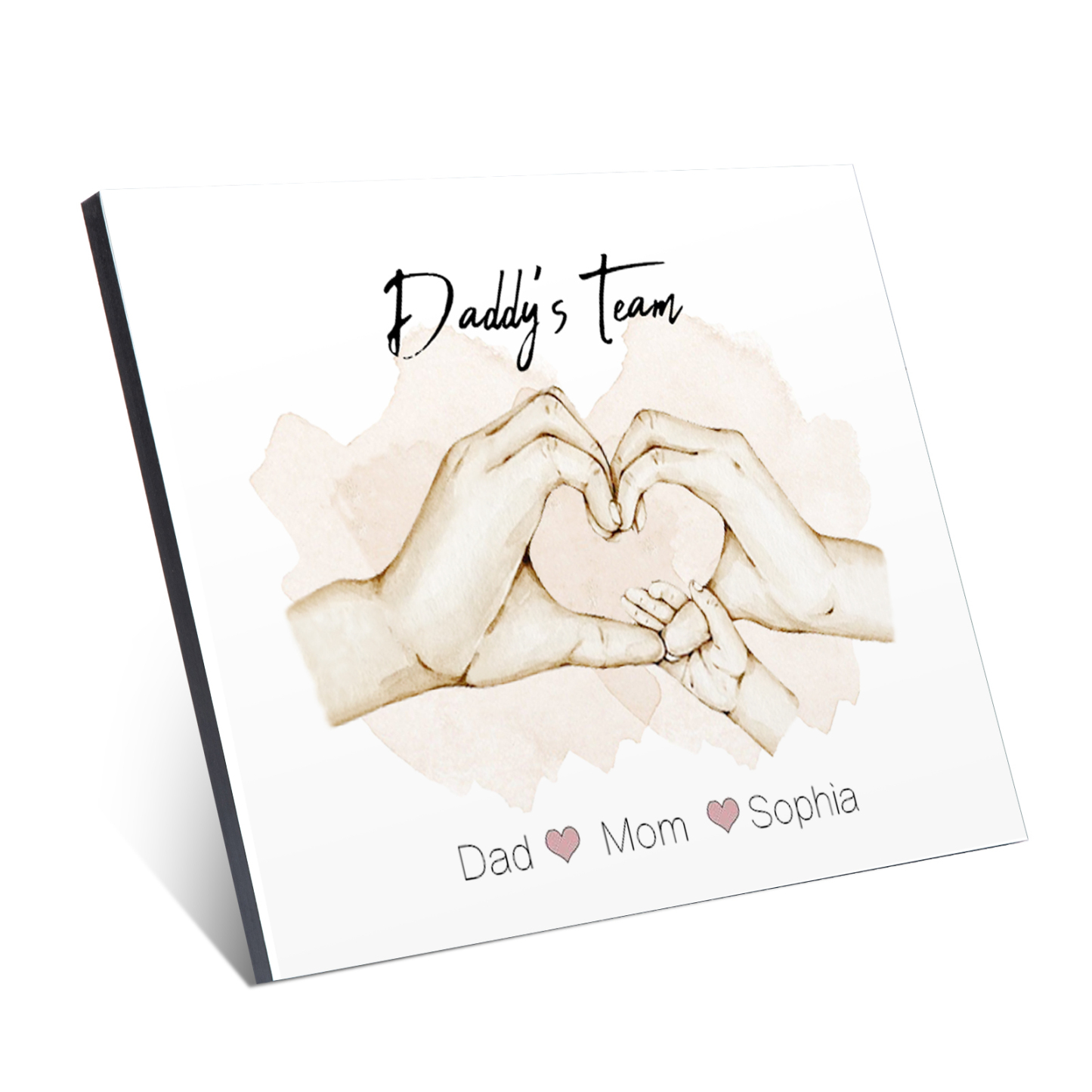 Personalised Heart Holding Hands Picture Board Custom 3 Names Family Keepsake Wood Signs Photo Frame-Jessemade AU