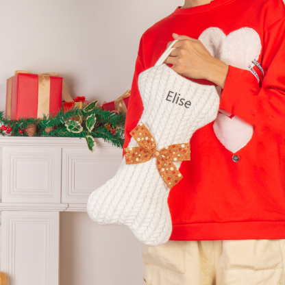 Personalised Christmas Stockings Ornaments Dog Bone Christmas Stockings Custom 1 Name Gifts for Family Friends-Jessemade AU