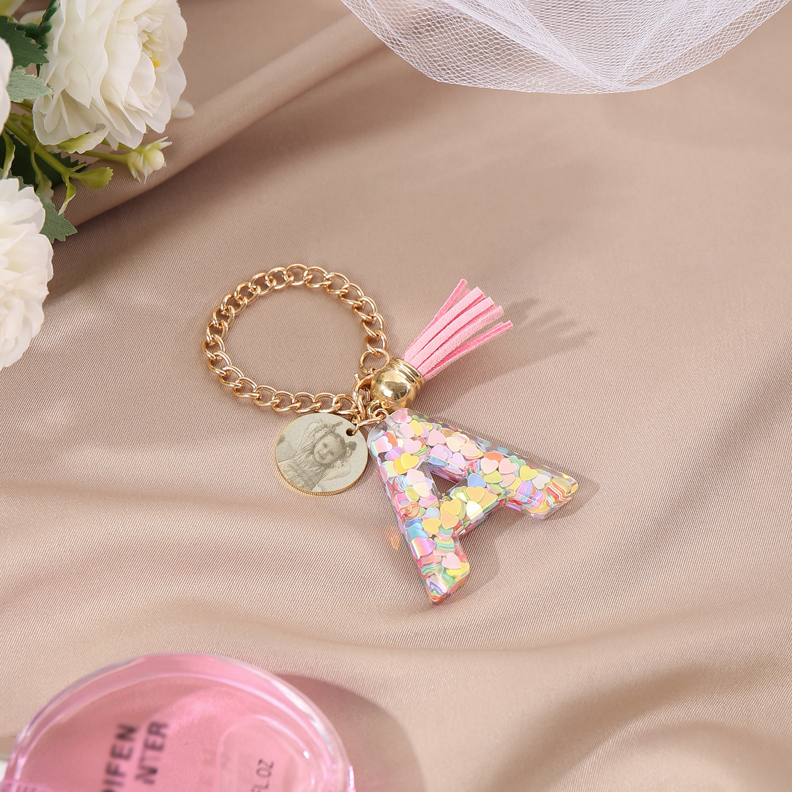 Personalised 26 Letters Pendant Custom 1 Photo Hanging Ornament Back-to-School Gift for Girls-Jessemade AU