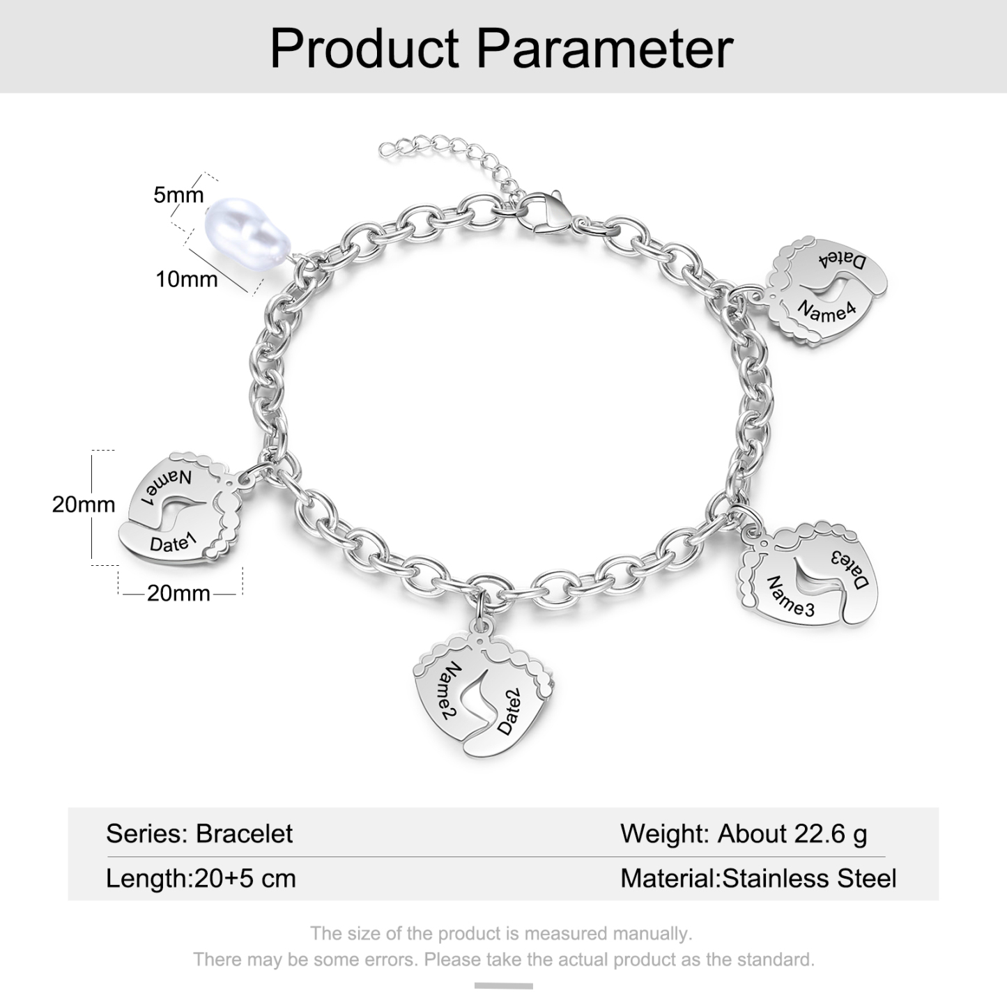 4 Feet Names Bracelet-Jessemade AU