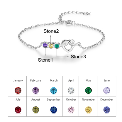 Personalised Heart Bracelet With 4 Birthstones Bracelet Gift For Women-Jessemade AU