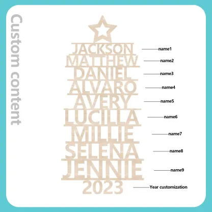 9 Names - Personalised Christmas Tree Ornaments Customised Name Xmas Wooden Decor Gifts for Family Friends-Jessemade AU