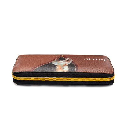 Long Purse Personalised Horse Leather Wallet Engraved 4 Photos Zip Wallet Gifts for Her-Jessemade AU