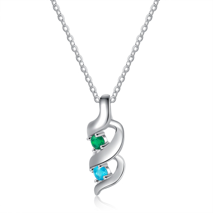 Personalised Necklace Cascading Pendant with 2 Birthstones Engraving 2 Names Gifts for Her-Jessemade AU