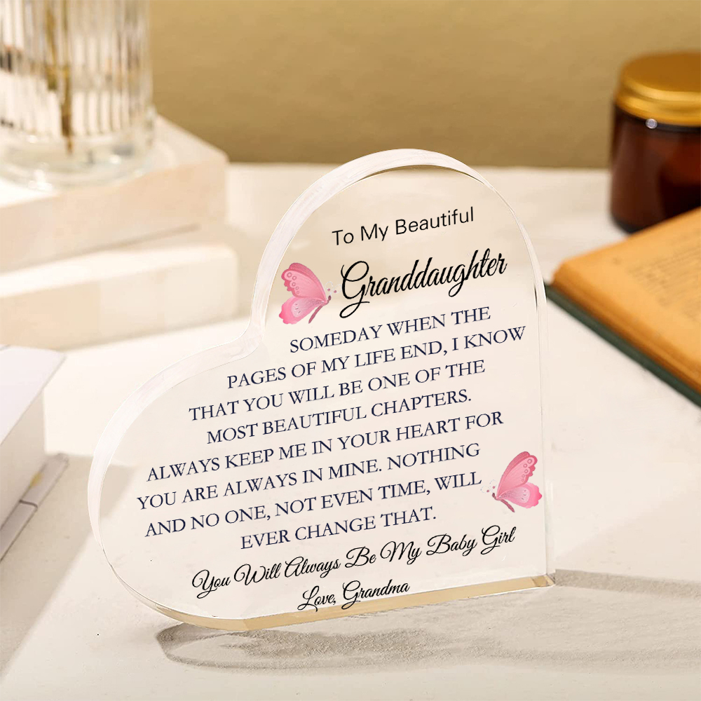 To My Granddaughter Acrylic Heart Keepsake To My Grandson Heart Ornament - You Will Always Be My Baby Girl/Boy-Jessemade AU