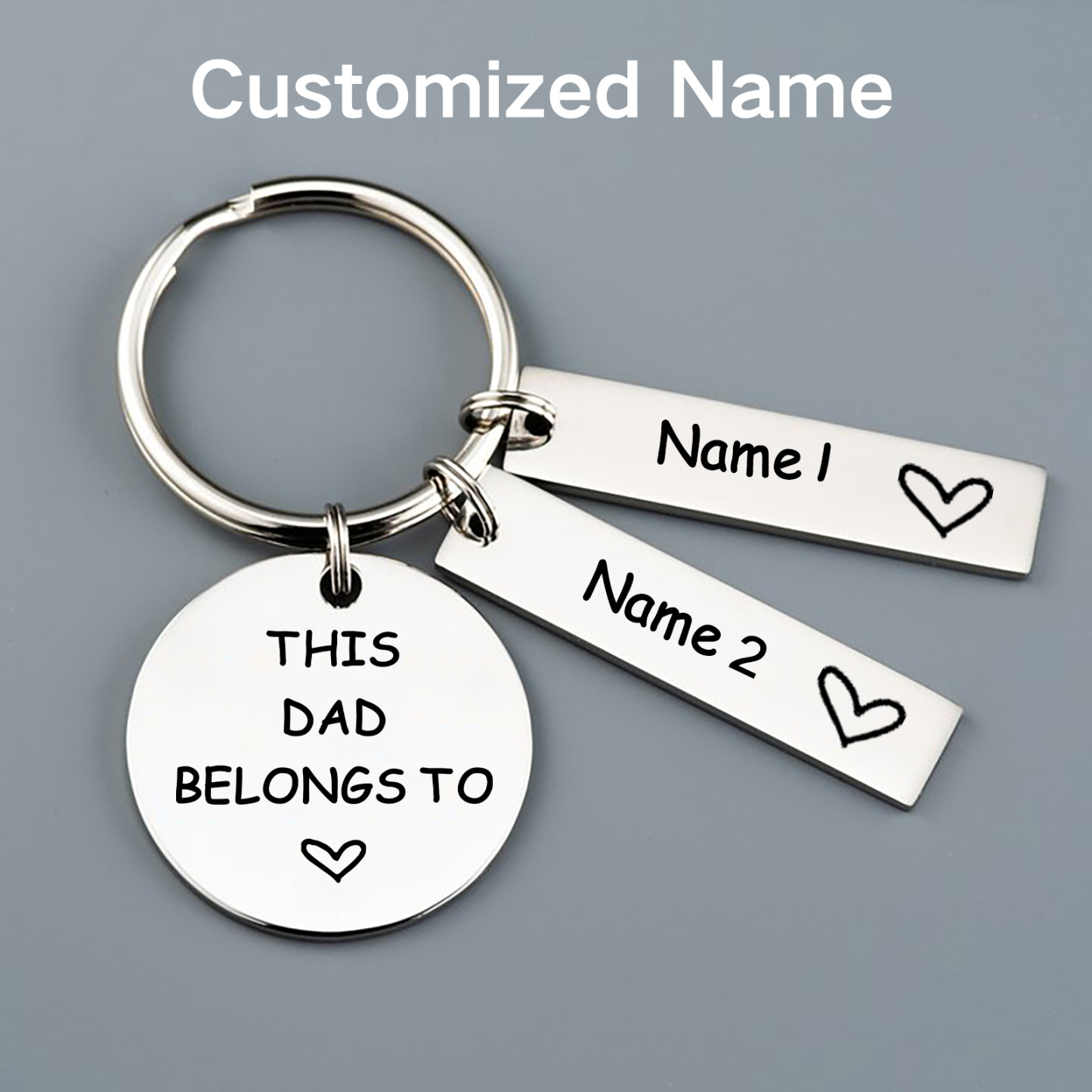 2 Names - Personalised Name Keychain Stainless Steel Keychain Special Gift for Mummy/Dad-Jessemade AU