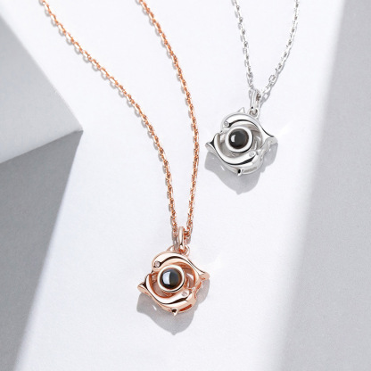 100 Languages Projection Necklace Engraved  " I LOVE YOU" Dolphin Necklace Valentines Day Gifts For Her-Jessemade AU