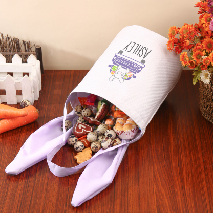 Easter Bunny Tote Bag Personalised Name & Text Bucket Bag Bunny Truck Basket Gifts For Kids-Jessemade AU