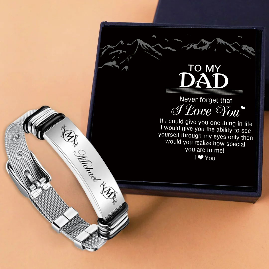 Personalised Men's Name Bracelet Custom Name Letter Watchband Initial ID Bar Bangle Gifts For him-Jessemade AU