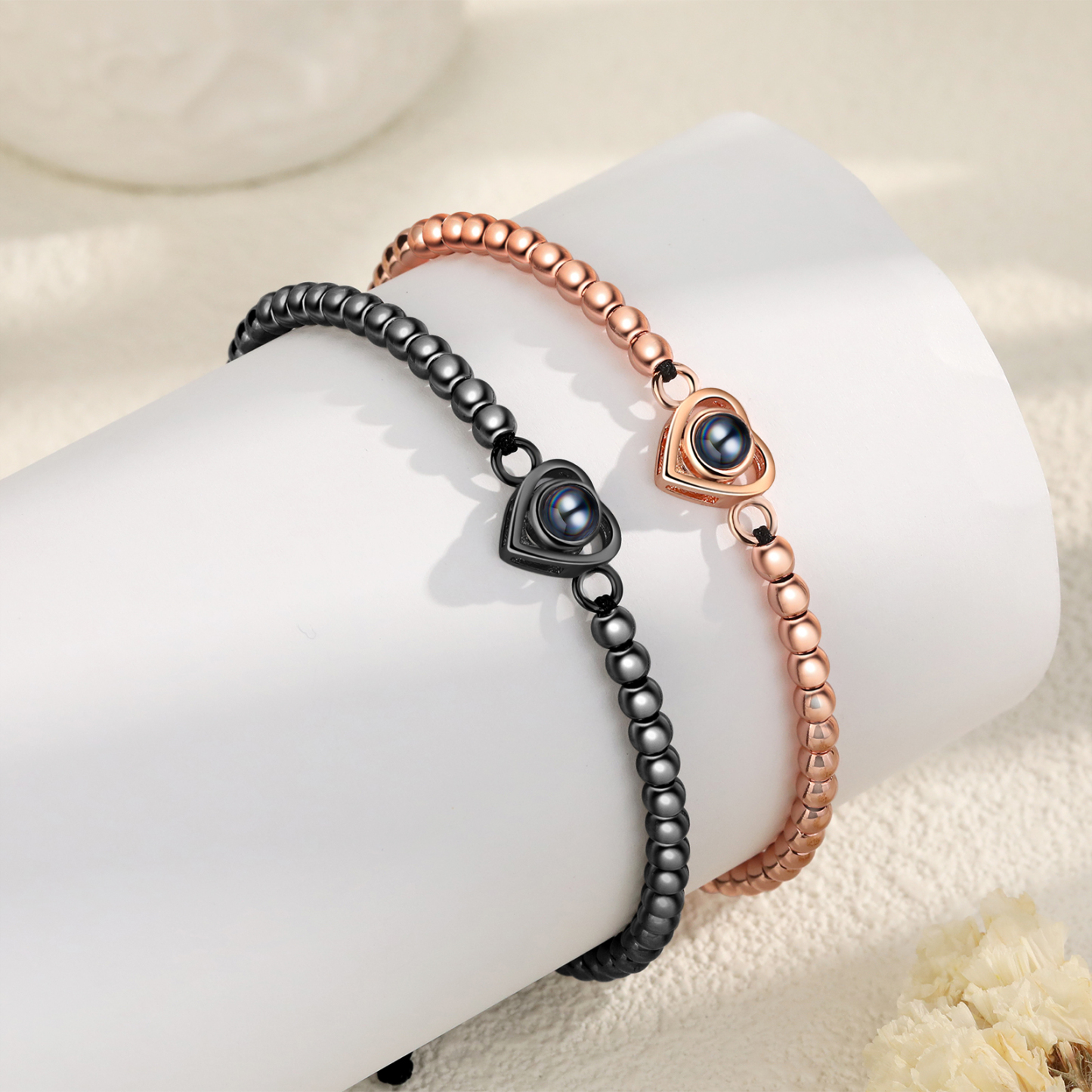 2 PCS Personalised Couple Projection Bracelet Customised 1 Photo Adjustable Bracelet Special Gift For Her/Him-Jessemade AU