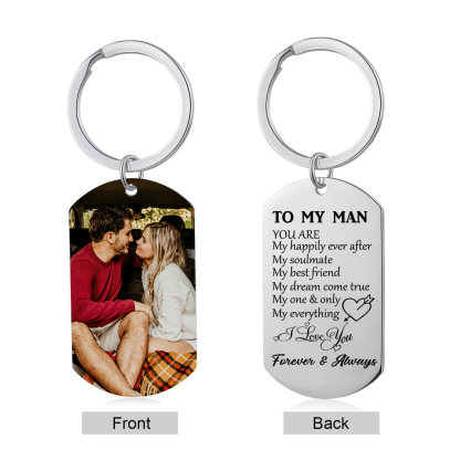 To My Love/Man Couple Keychain Customised Photo Stainless Steel Keyring Valentine's Day Gift for Couples-Jessemade AU
