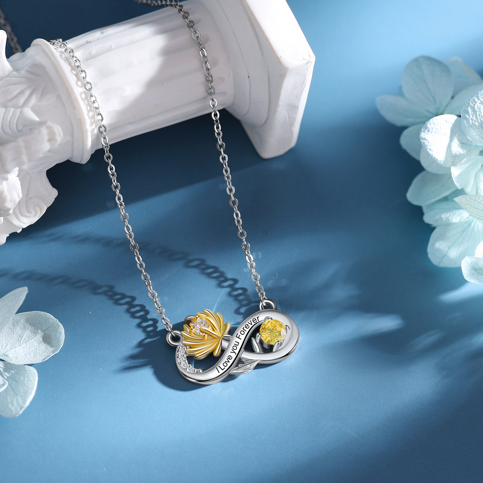 Personalised November Birthflower Necklace With Birthstone Gift For Women-Jessemade AU