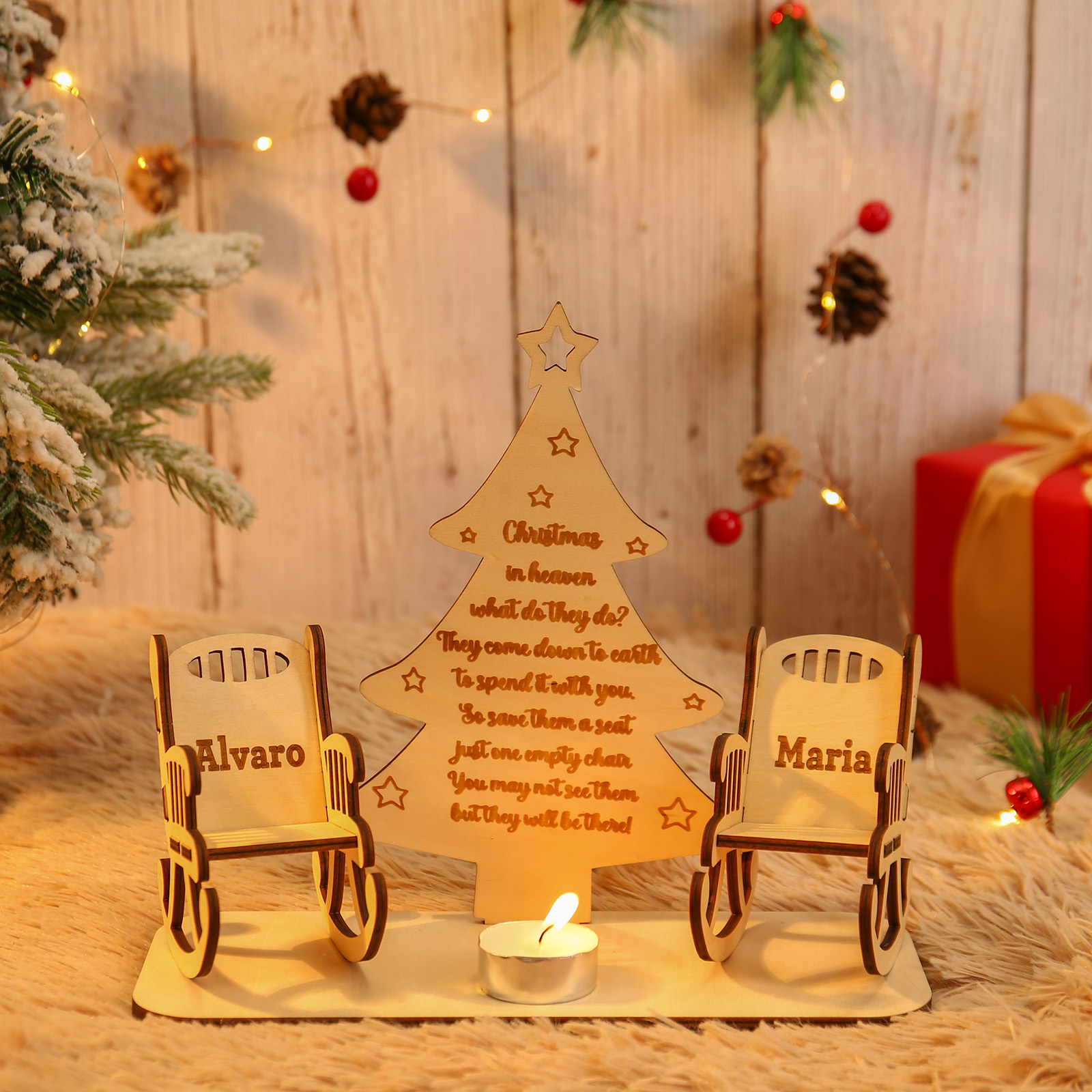 Christmas in Heaven Rocking Chair Ornament Custom 2 Names Memorial Gifts-Jessemade AU
