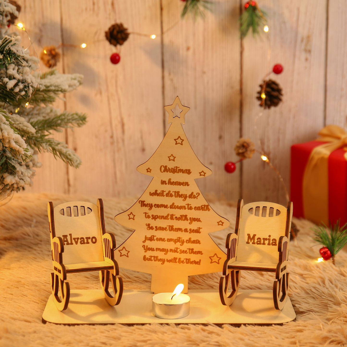 Christmas in Heaven Rocking Chair Ornament Custom 2 Names Memorial Gifts-Jessemade AU