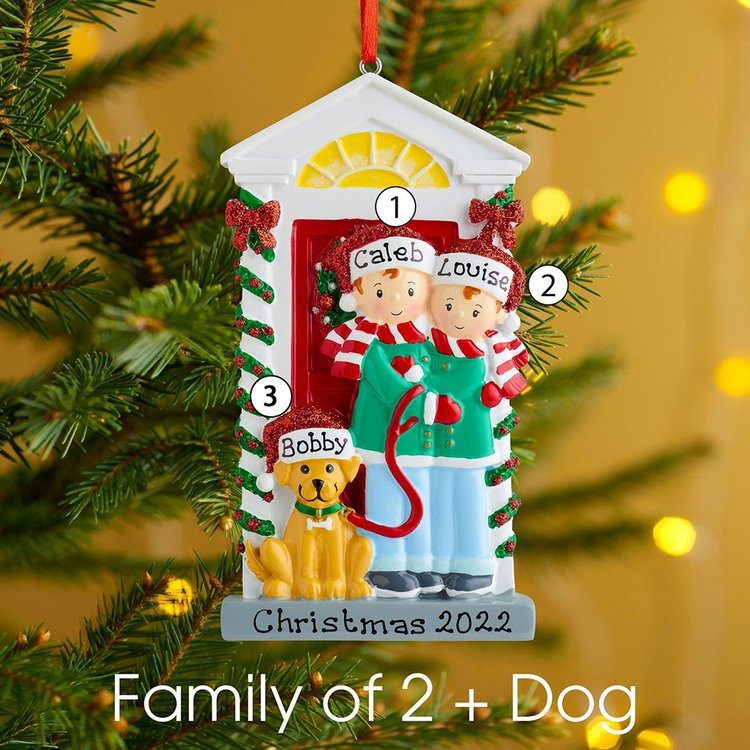 Personalised Family Christmas Ornament Custom 6 Names with Pet Dog Hanging Ornament Gifts For Family-Jessemade AU