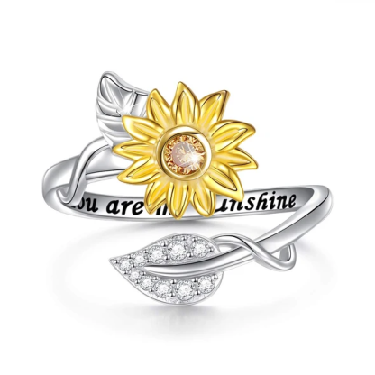 You are My Sunshine Sunflower Heart Ring-Jessemade AU