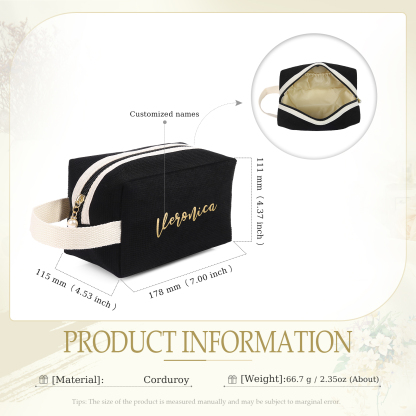 Personalised Name Cosmetic Bag Custom Makeup Bag Zipper Storage Bag Gifts for Ladies Girls-Jessemade AU