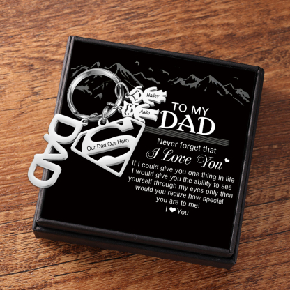 Father's Day Gift Personalised 2 Kids Charms Keychain with Superman Sign-Jessemade AU