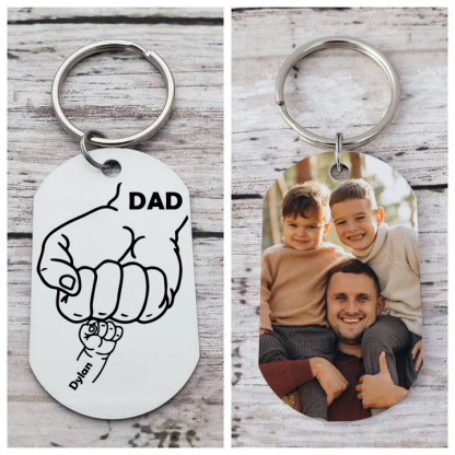 Dad Fist Bump Personalised Photo Keychain Engrave 1 Name Father's Day Gifts-Jessemade AU
