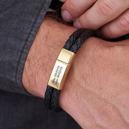 Men's Bracelets Engraved Bracelet for Men  Black Leather Gift For Dad-Jessemade AU