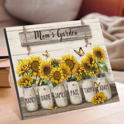 6 Names - Personalised Wooden Plaque Sunflowers Customised with Text Home Decoration Gift for Mother/Grandma-Jessemade AU