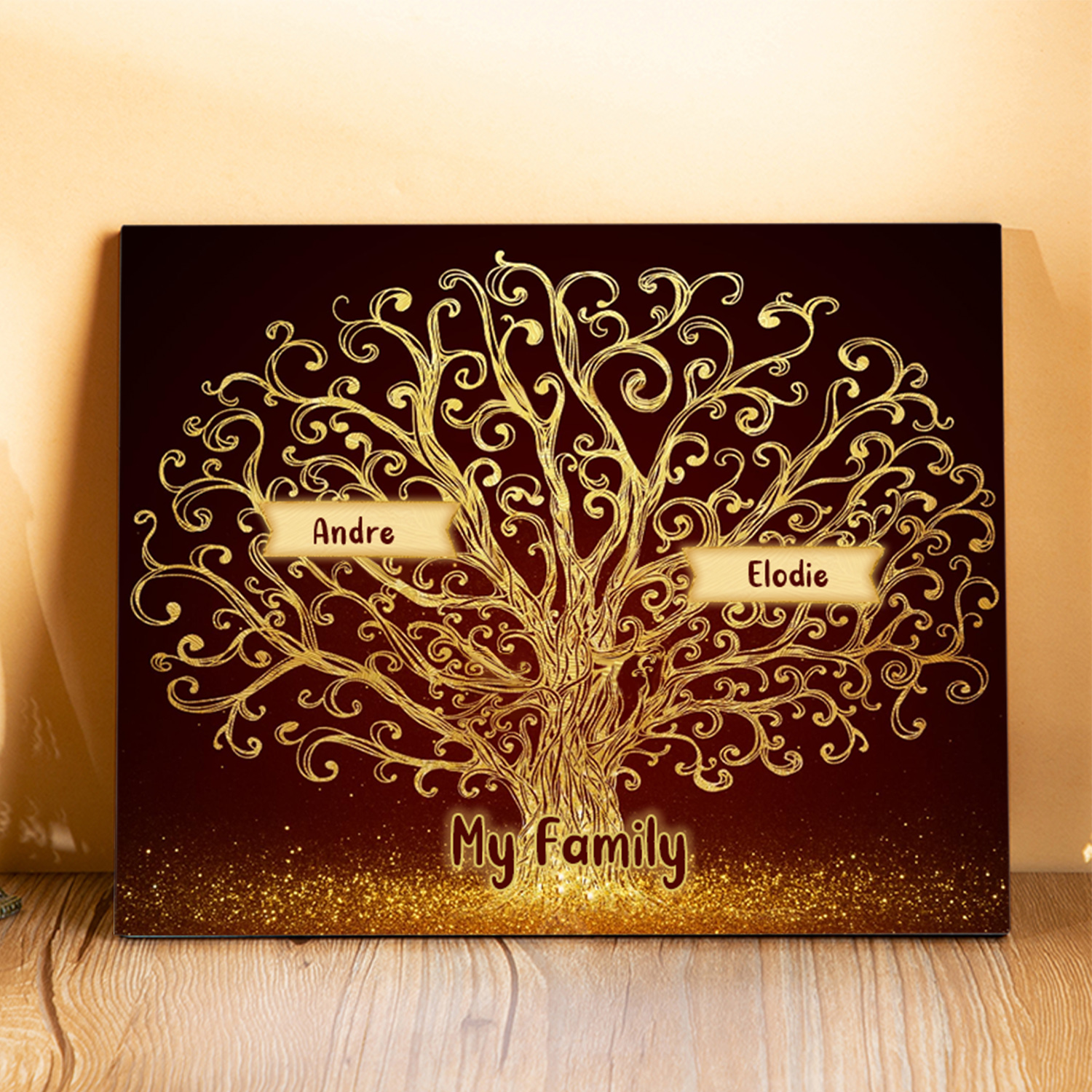 2 Names - Personalised Family Tree Wooden Plaque Custom Text Home Decor Gifts for Mother/Grandma-Jessemade AU