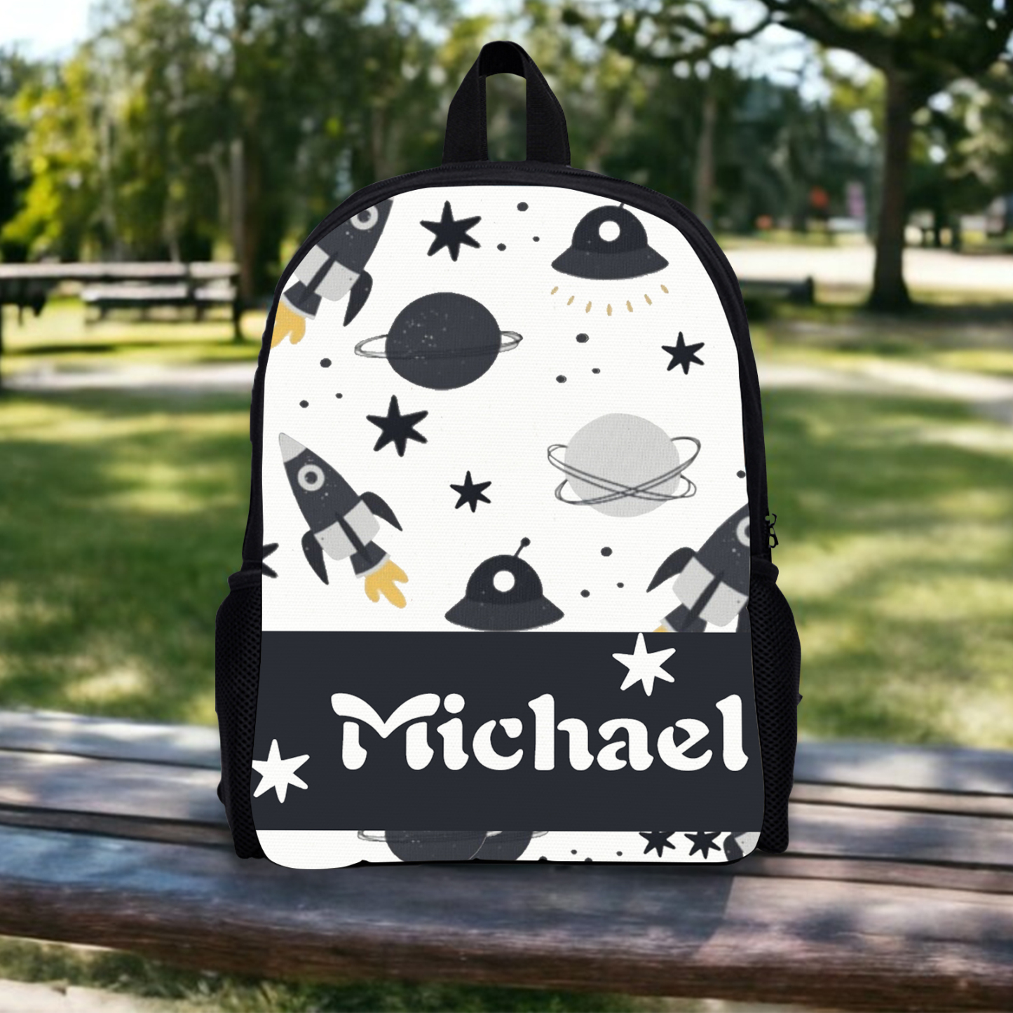 Custom Name Schoolbag Personalised Rocket and Satellite Backpack Travel Bag for Kids-Jessemade AU
