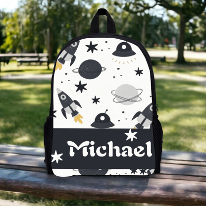 Custom Name Schoolbag Personalised Rocket and Satellite Backpack Travel Bag for Kids-Jessemade AU