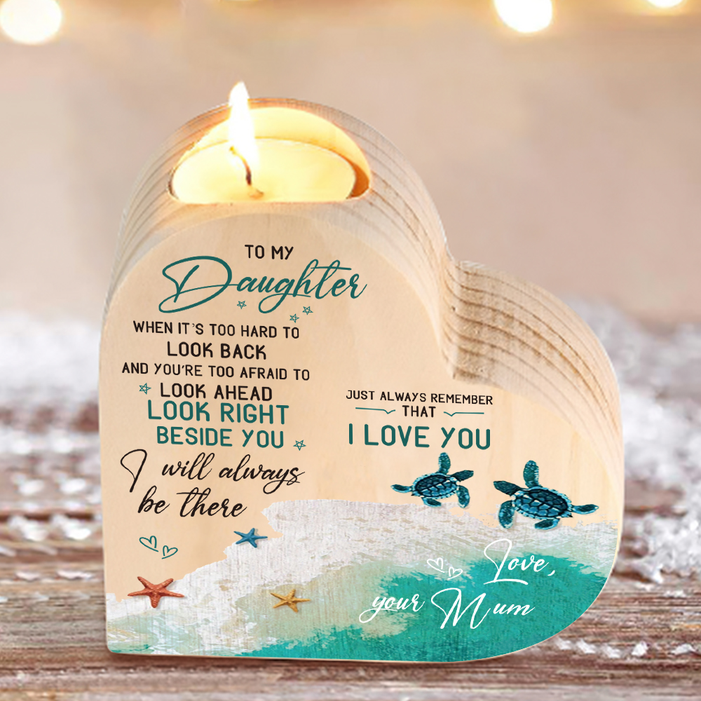 To My Daughter Wooden Heart Candle Holder "I will always be there" Gifts For Daughter-Jessemade AU