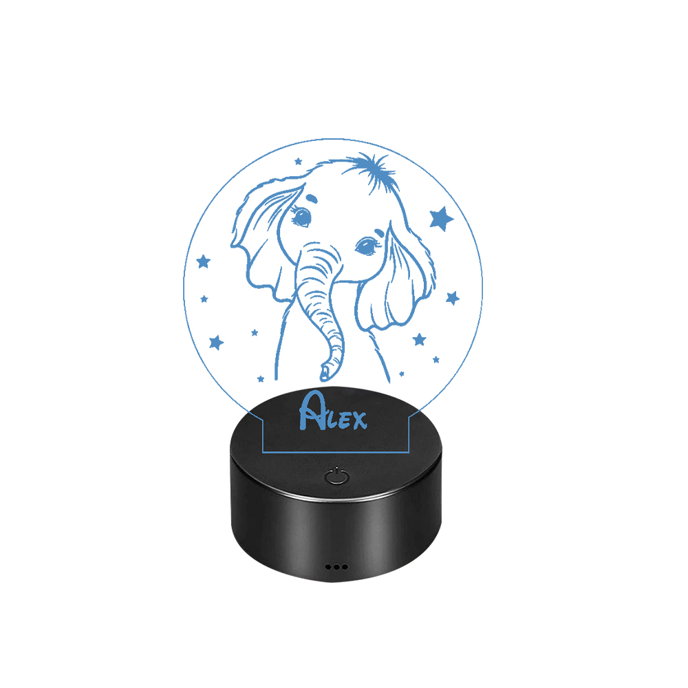 Custom Elephant Night Light 7 Colours Changing Night Light With Name LED Lamp Gifts For Kids-Jessemade AU