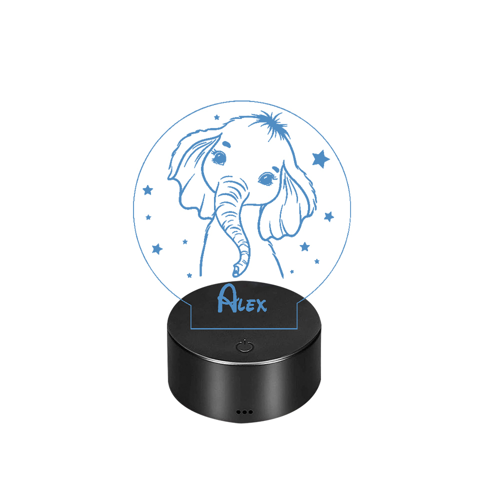 Custom Elephant Night Light 7 Colours Changing Night Light With Name LED Lamp Gifts For Kids-Jessemade AU