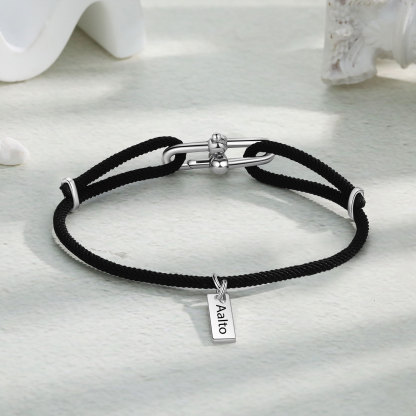 Custom 1 Name Bracelet Adjustable Bracelet Black/White Bracelet Personalised Gift for Him/Her-Jessemade AU