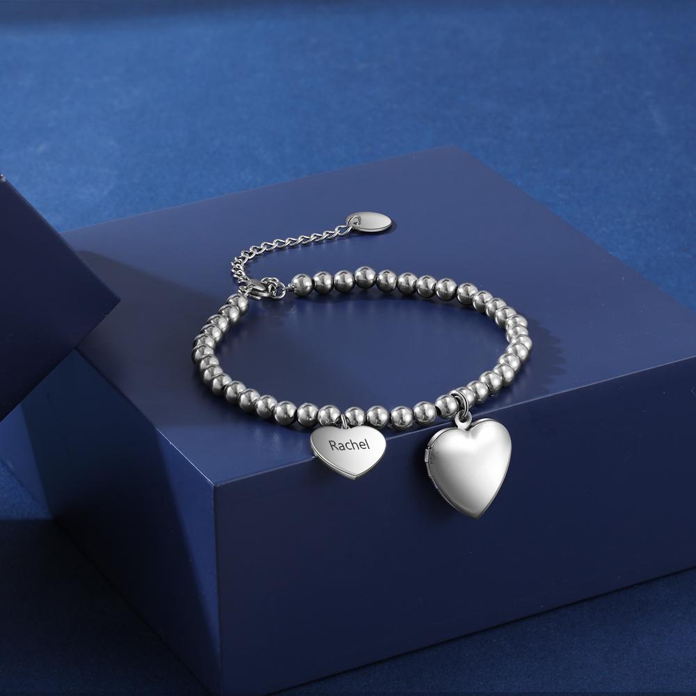 Personalised Heart Photo Locket Bracelet Custom Picture Bracelet Gifts For Her-Jessemade AU