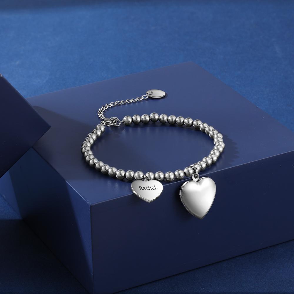 Personalised Heart Photo Locket Bracelet Custom Picture Bracelet Gifts For Her-Jessemade AU