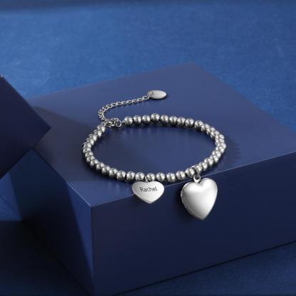 Personalised Heart Photo Locket Bracelet Custom Picture Bracelet Gifts For Her-Jessemade AU