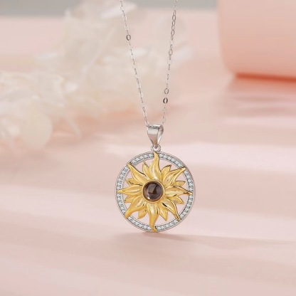 Personalised Sunflower Projection Necklace Custom Photo Necklace Creative Gift for Her-Jessemade AU