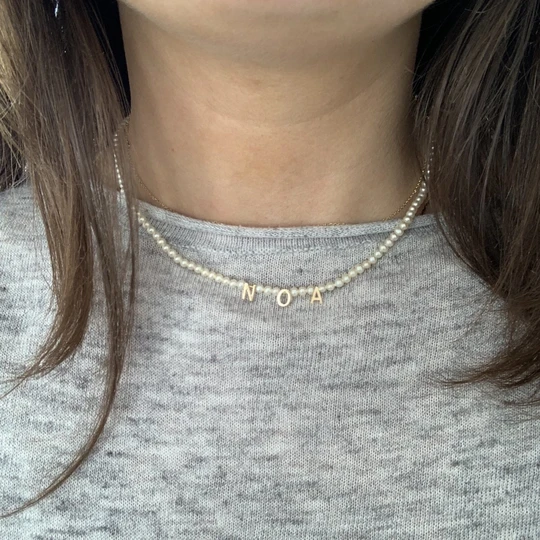 Personalised Pearl Necklace Custom 1 Name Necklace Gift For Her-Jessemade AU