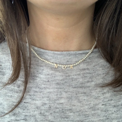 Personalised Pearl Necklace Custom 1 Name Necklace Gift For Her-Jessemade AU