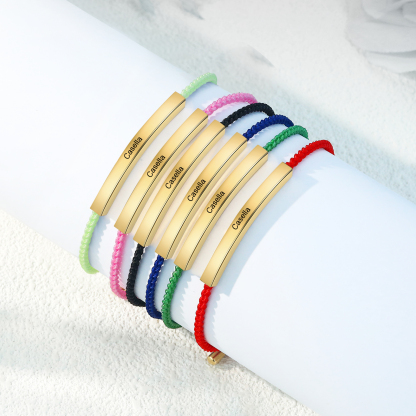 Personalised Braided Rope Bracelet Custom Name & Text Bar Bracelet for Her/Him-Jessemade AU