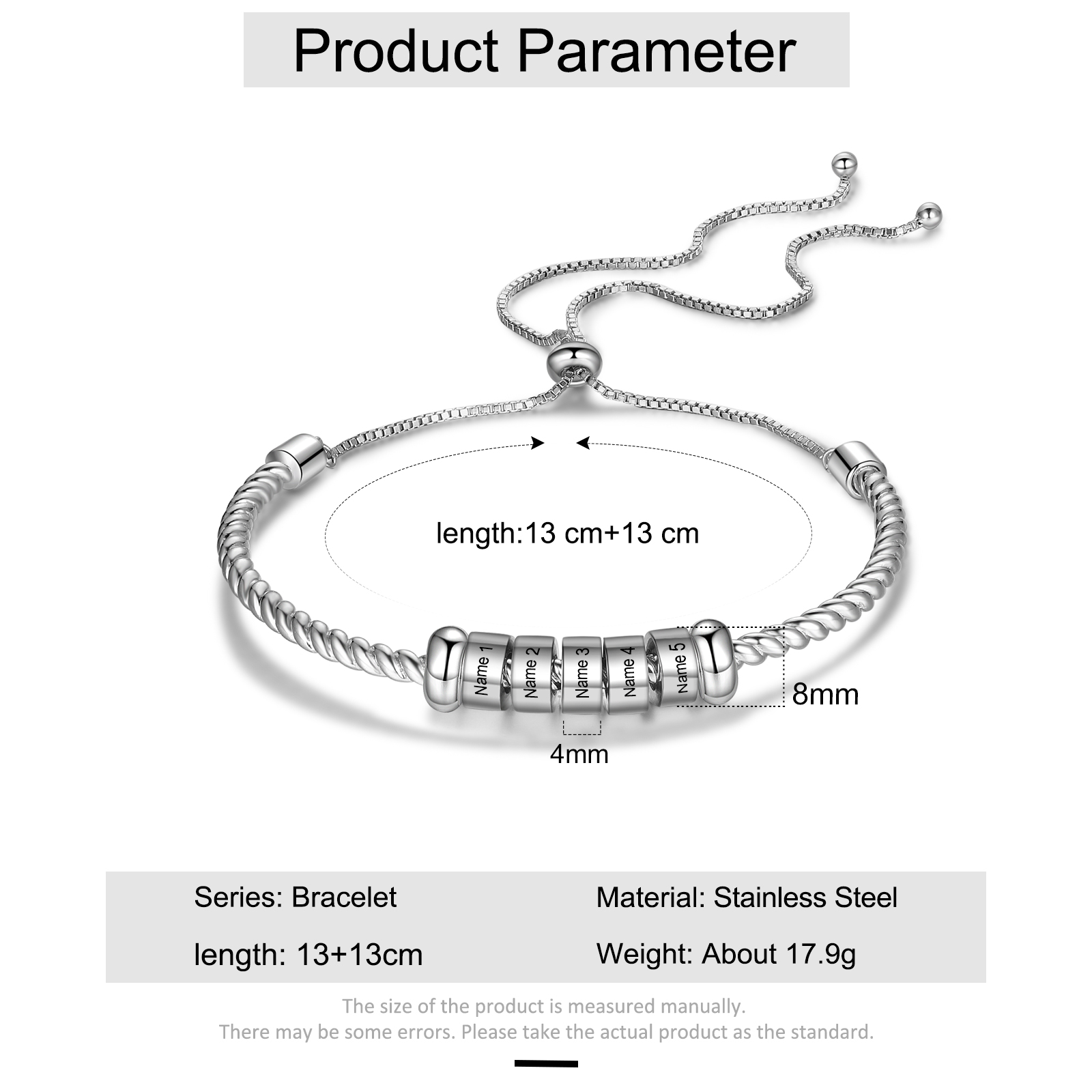 Personalised 5 Names Women's Bracelet With Beads-Jessemade AU