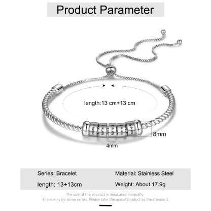 Personalised 5 Names Women's Bracelet With Beads-Jessemade AU