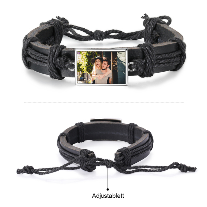 Personalised Photo Bracelet Customised Leather Adjustable Bracelet Gifts for Her Him-Jessemade AU