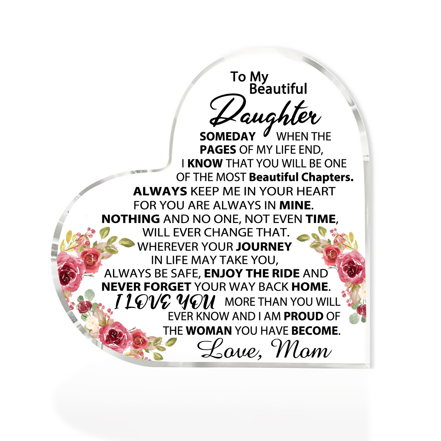 To My Beautiful Daughter Acrylic Heart Keepsake Heart Ornament - Never Forget Your Way Back Home-Jessemade AU