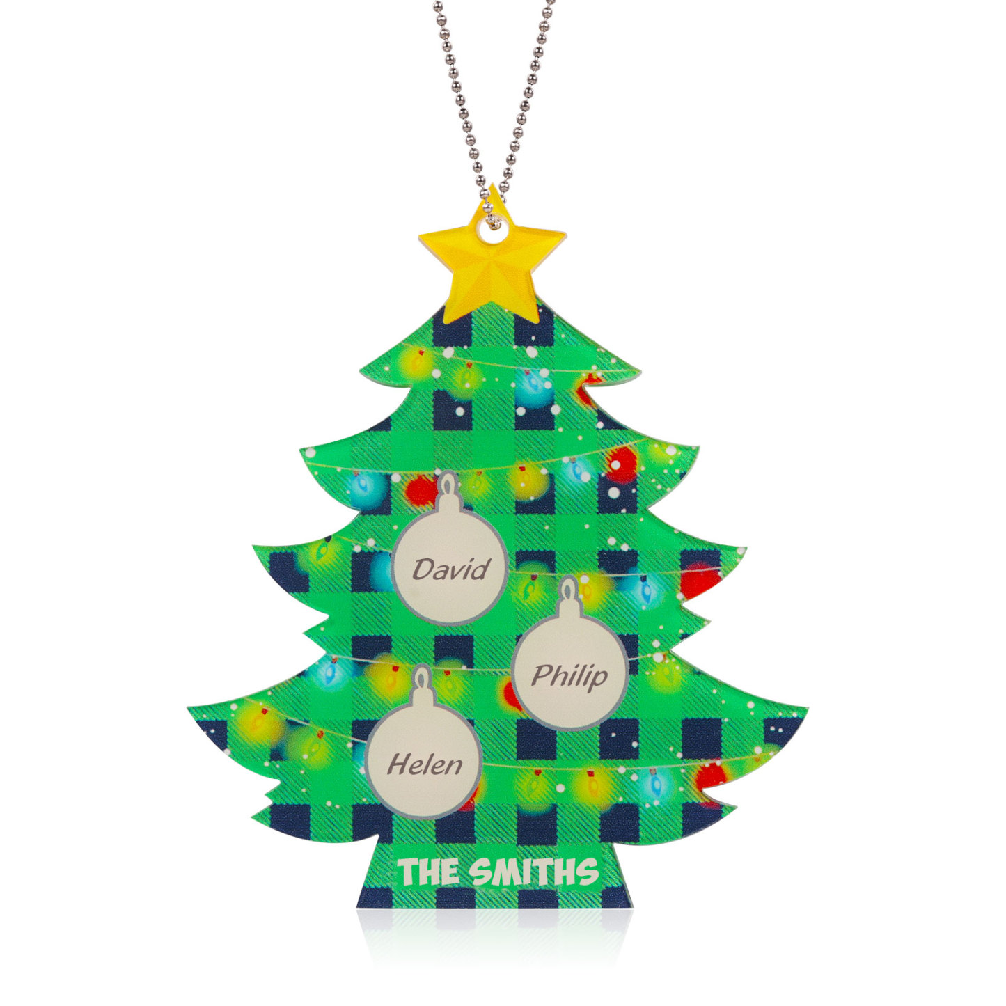 3 Names - Personalised Acrylic Christmas Tree Ornaments Customised Text & Name Xmas Pendant Gifts for Family Friends-Jessemade AU