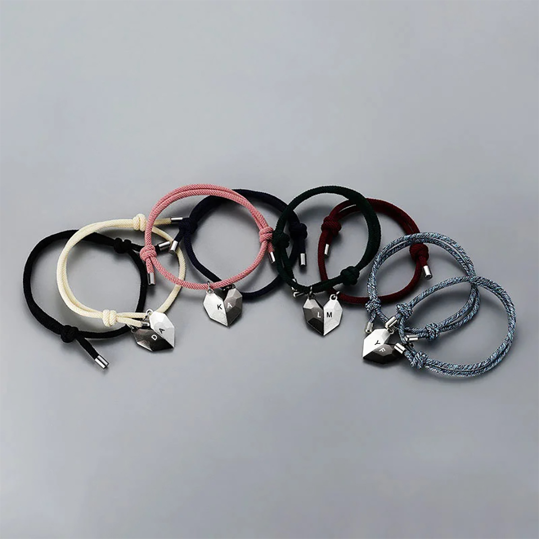 Personalised Couple Magnetic Bracelet Set Two Souls One Heart Matching Bracelet-Jessemade AU