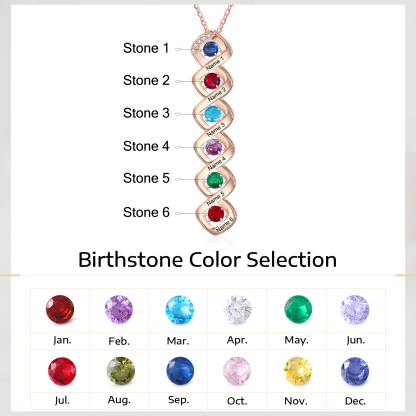 Custom Family Necklace with 6 Birthstones Engraving Names Dancing Stone Necklace-Jessemade AU